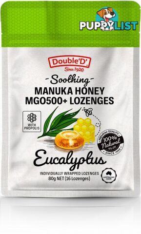 Double D Manuka Honey MGO500+ 16 Lozenges Eucalyptus w/Propolis  80g - Double D - 9324956001005