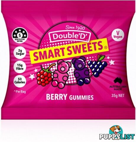 Double D Smart Sweets Berry Gummies  35g - Double D - 9324956000909