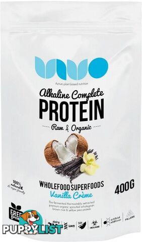 VIVO Organic Alkaline Complete Plant Protein Vanilla Creme 400g - Vivo Alkaline Protein - 9348518000060