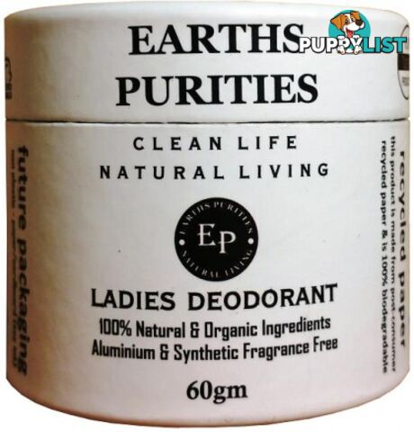 Earths Purities Ladies Natural Deodorant Paste with Applicator 60g in a Box - Earths Purities - 0797776097395