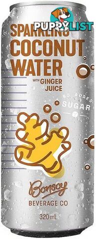 Bonsoy Sparkling Ginger Coconut Water  12x320ml Cans - Bonsoy - 9312336048221