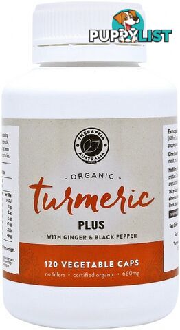 Therapeia Australia Organic Turmeric Plus with Ginger & Black Pepper 660mg 120 caps - Therapeia Australia - 9321207008967