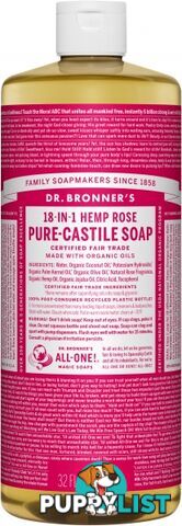 Dr Bronner's Pure Castile Liquid Soap Rose 946ml - Dr Bronner's - 018787778326