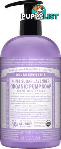 Dr Bronner's Organic Pump Soap Lavender 710ml - Dr Bronner's - 018787960011