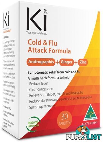 Ki Cold & Flu Attack 30 tabs - Martin & Pleasance - 9324294001873