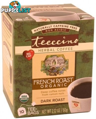 Teeccino French Roast Herbal Tea 10 Tee-Bags - Teeccino Caffeine Free - 795239401109