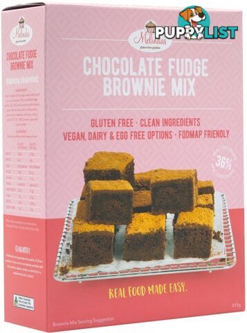 Melindas Gluten Free Chocolate Fudge Brownie 415gm - Melindas Gluten Free Goodies - 9340527000048