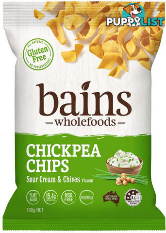 Bains Wholefoods Chickpea Chips Sour Cream & Chives  100g - Bains Wholefoods - 9328598001058