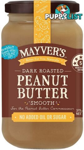 Mayvers Dark Roasted Peanut Butter Smooth 375g - Mayvers - 9310885115593