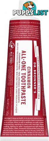 Dr Bronner's Toothpaste Cinnamon 140g - Dr Bronner's - 018787500729