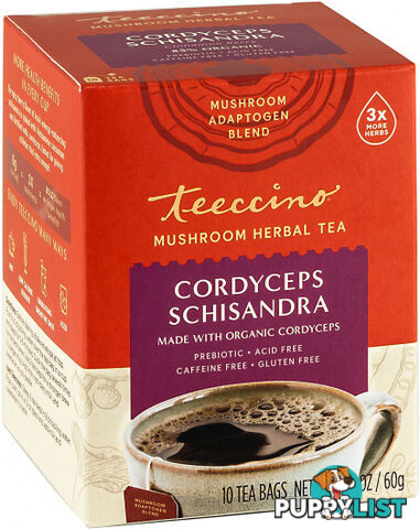 Teeccino Cordyceps Schisandra Mushroom Adaptogen 10Teabags Box 60g - Teeccino Caffeine Free - 795239450404