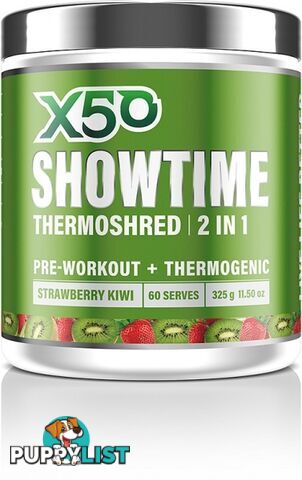 X50 Showtime Thermoshred 2 in 1 Strawberry Kiwi  325g - X50 - 9343518002540