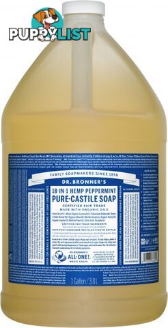 Dr Bronner's Pure Castile Liquid Soap Peppermint 3.78L - Dr Bronner's - 018787765654