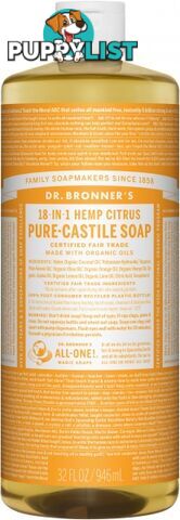 Dr Bronner's Pure Castile Liquid Soap Citrus 946ml - Dr Bronner's - 018787777329