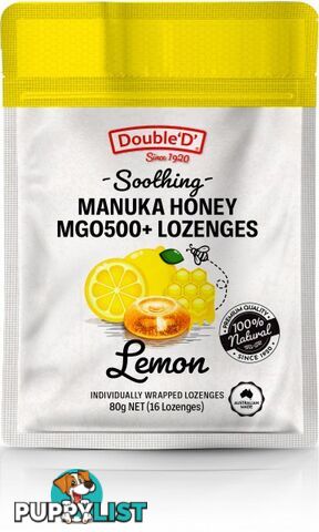 Double D Manuka Honey MGO500+ 16 Lozenges Lemon  80g - Double D - 9324956000992