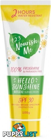 123 Nourish Me Hello Sunshine Sunscreen SPF40 100g - 123 Nourish Me - 9352356000014