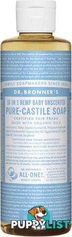 Dr Bronner's Pure Castile Liquid Soap Baby Unscented 237ml - Dr Bronner's - 018787772089