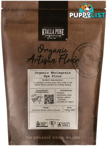 Kialla Organic Wholegrain Rye Flour 700g - Kialla Pure Organics - 9313958009171