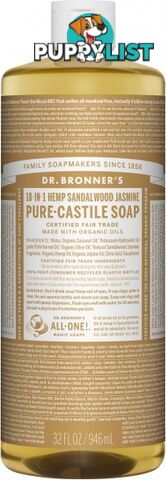 Dr Bronner's Pure Castile Liquid Soap Sandalwood Jasmine 946ml - Dr Bronner's - 018787780329