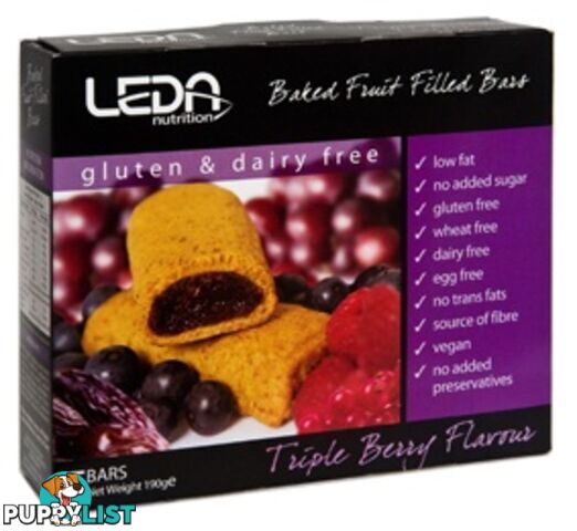 Leda Baked Fruit Filled Bars Multipack Triple Berry 5Bars 190g - Leda - 9322802002237