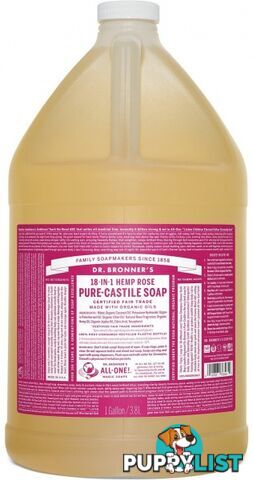 Dr Bronner's Pure Castile Liquid Soap Rose 3.78L - Dr Bronner's - 018787778654