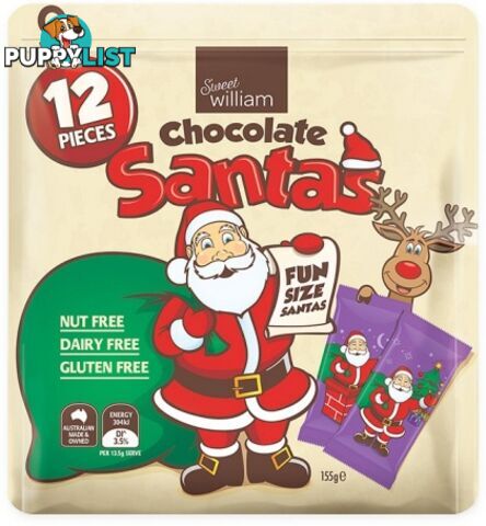 Sweet William Chocolate Xmas Santas 12 Multipack 155g - Sweet William - 9311259422361