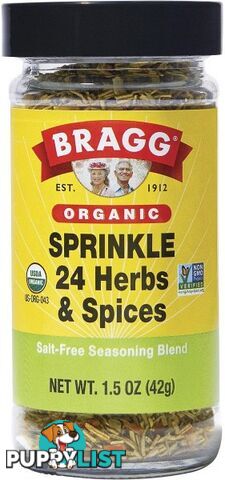 Bragg Seasoning Organic Sprinkle 24 Herb & Spices Salt-Free 42g - Bragg - 074305060021