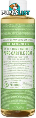 Dr Bronner's Pure Castile Liquid Soap Green Tea 473ml - Dr Bronner's - 018787779163