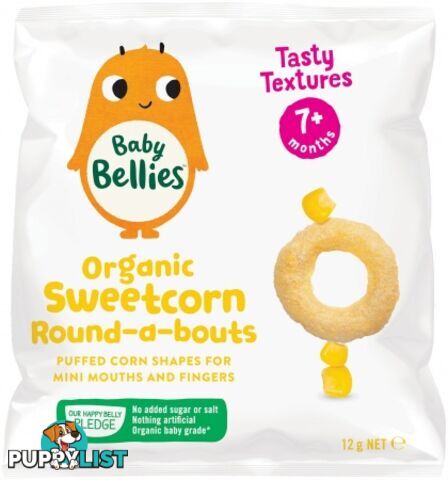 Little Bellies Baby Bellies Organic Sweetcorn Round-a-bouts 12g - Little Bellies - 9337824001908