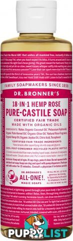 Dr Bronner's Pure Castile Liquid Soap Rose 237ml - Dr Bronner's - 018787778081