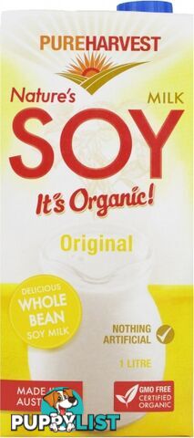 Pure Harvest Natures Organic Soy Milk  1litre - Pure Harvest - 9312231221101