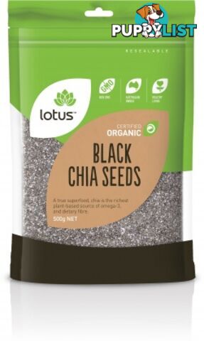 Lotus Organic Chia Seeds Black Bag  500g - Lotus - 9317127006015