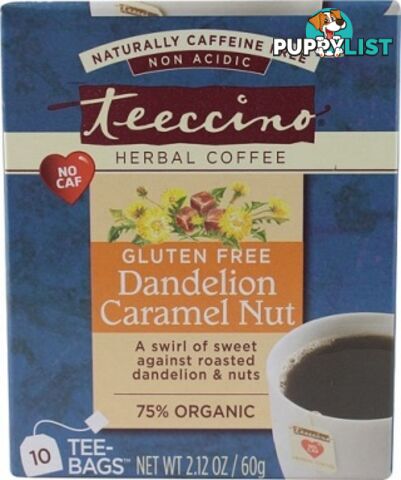 Teeccino Dandelion Caramel Nut Roasted Herbal Tea 10 Teabags - Teeccino Caffeine Free - 795239432202