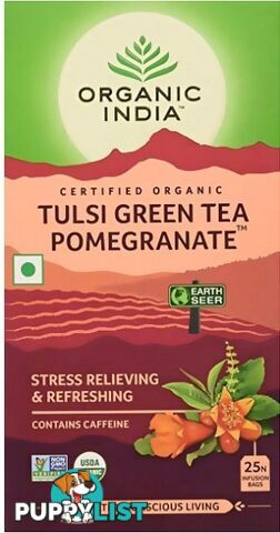 Organic India Tulsi Pomegranate Green Tea 25Teabags - Organic India - 801541500031