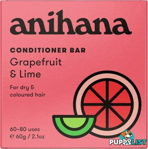 Anihana Conditioner Bar Grapefruit & Lime Dry Damaged Hair 60g - Anihana - 9421906696257