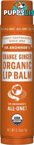 Dr Bronner's Lip Balm Orange Ginger 4g - Dr Bronner's - 018787920015