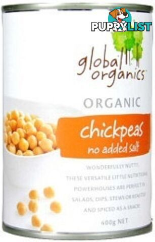 Global Organics Chick Peas Canned No Salt 400gm - Global Organics - 9326721009599