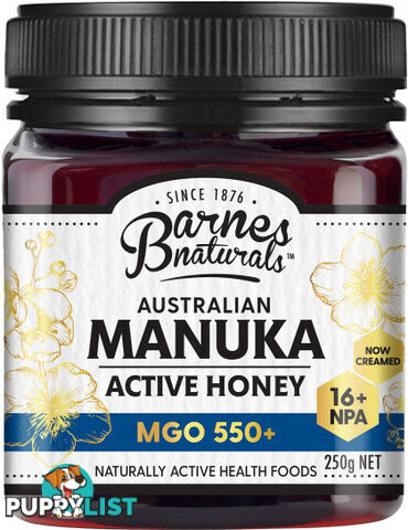 Barnes Naturals Australian Active Manuka Honey MGO 550+ 250g - Barnes Naturals - 9300677010038