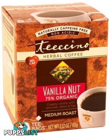 Teeccino Vanilla Nut Roasted Herbal Tea 10 Teabags - Teeccino Caffeine Free - 795239400102