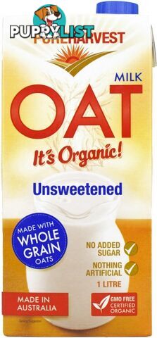 Pure Harvest Organic Oat Milk Unsweetened 1L - Pure Harvest - 9312231222023