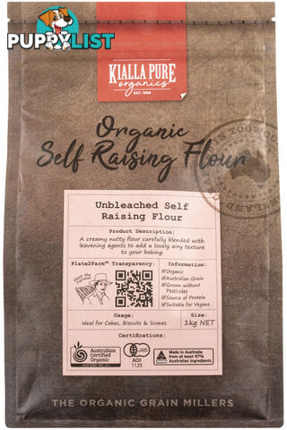 Kialla Organic Unbleached Self Raising Flour 1Kg - Kialla Pure Organics - 9313958005890