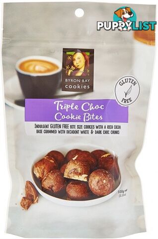 Byron Bay Gluten Free Triple Choc Fudge Cookie Bites in Pouch 100g - Byron Bay Cookies - 9320391070163