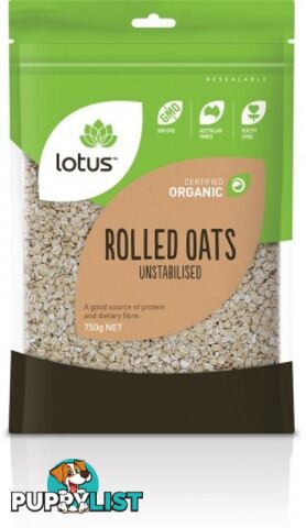 Lotus Organic Rolled Unstabilised Oats 750g - Lotus - 9317127638353