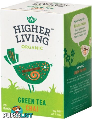 Higher Living Organic Green Tea Chai 20Teabags - Higher Living - 5060319120122