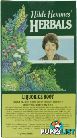 Hilde Hemmes Liquorice Root 75gm - Hilde Hemmes Herbals - 9315915002508