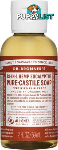 Dr Bronner's Pure Castile Liquid Soap Eucalyptus 59ml - Dr Bronner's - 018787773024