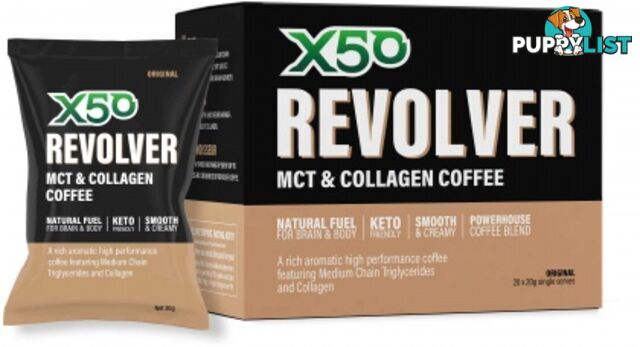 X50 Revolver MCT Coffee Original 20 x 20g  Sachets - X50 - 9343518009884