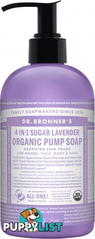 Dr Bronner's Organic Pump Soap Lavender 355ml - Dr Bronner's - 018787950012