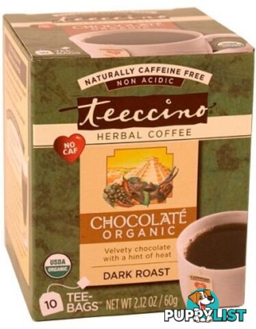 Teeccino Maca Chocolate Roasted Herbal Tea 10 Teabags - Teeccino Caffeine Free - 795239401307