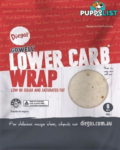 Diego's GoWell Lower Carb Wrap (8Pack) 400g - Diego's - 9320895001038